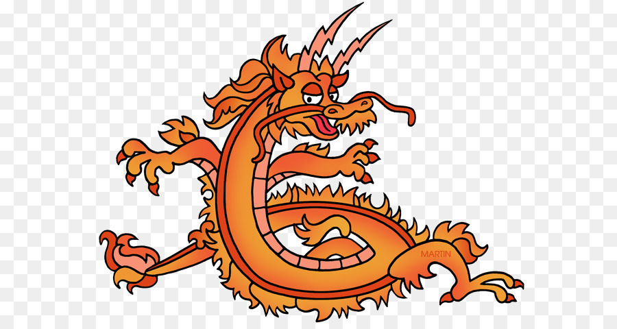 Immagine di grafica di rete portatile di illustrazione di arte di clip del drago - drago cinese arancione