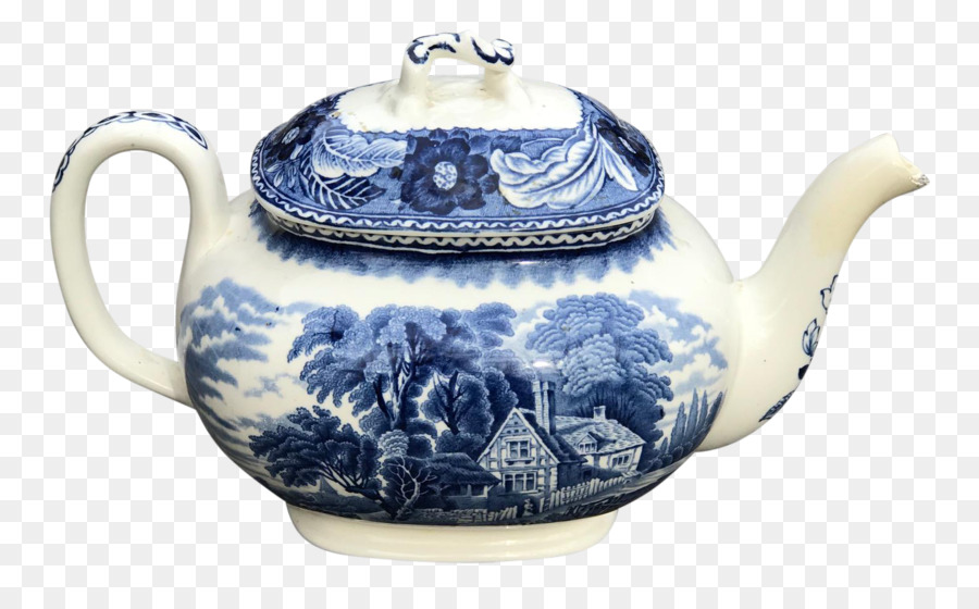 Bộ ấm trà bằng sứ ấm đun nước gốm màu xanh và trắng - hành tây xanh meissen png sứ