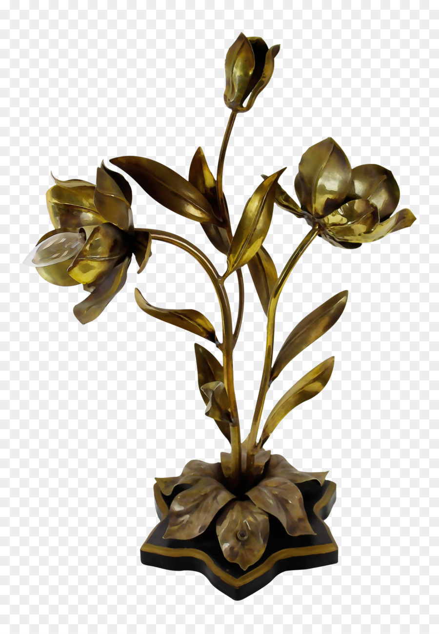 Blühende Pflanze Bronzevase aus Messing - 