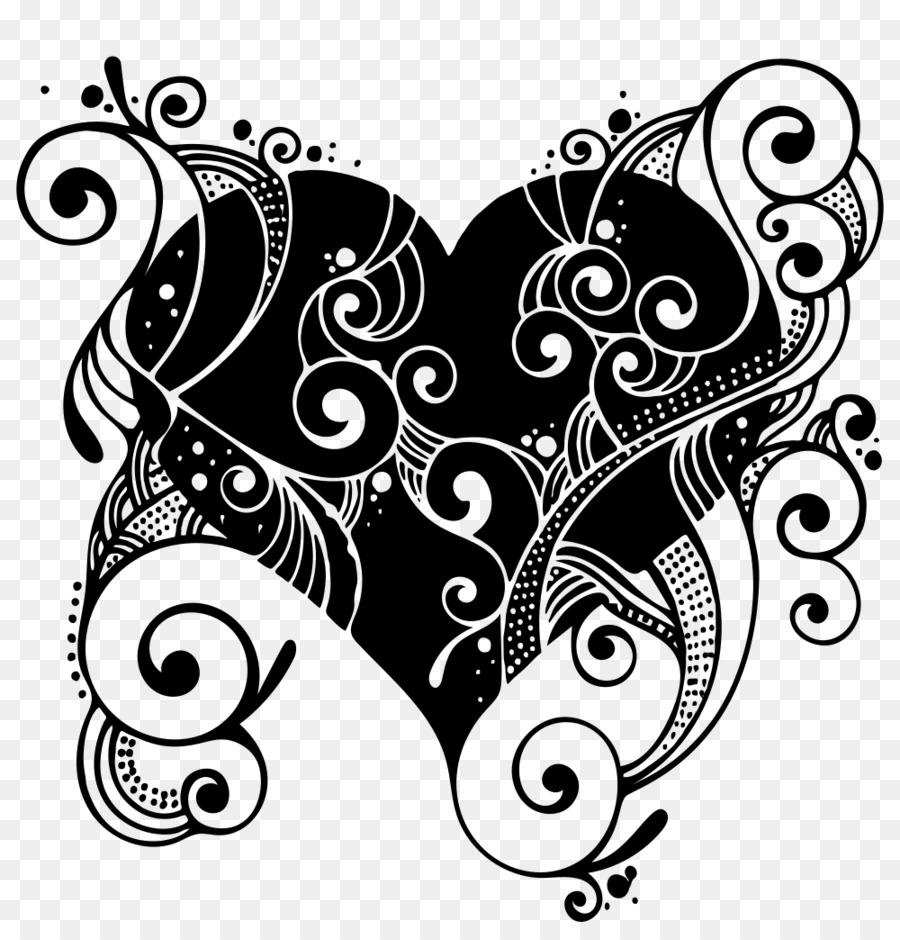 Dekorative Künste, die Verzierungs-Herz-Design zeichnen - Herz Silhouette png schwarz