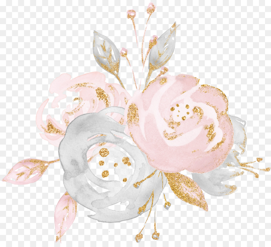 Rose Gold Flower png download - 2400*2186 - Free Transparent Watercolor