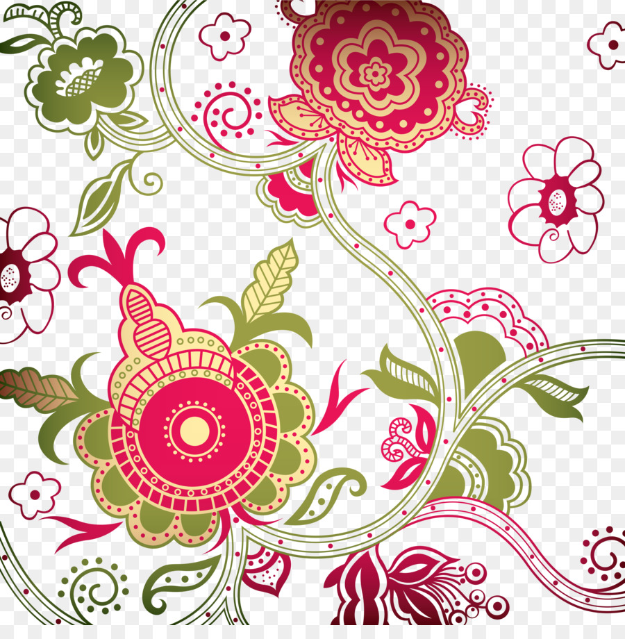 Blumenmuster Batik Muster Clip Art Vignette - Motiv