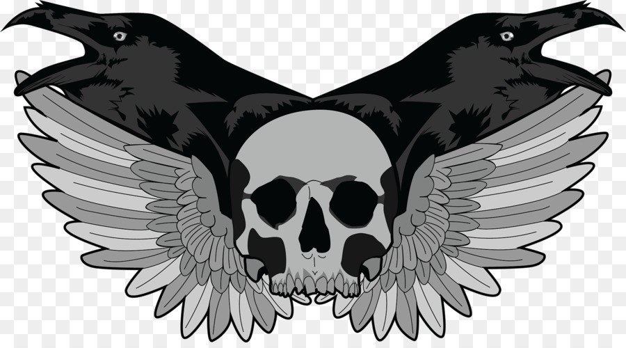 Grafica vettoriale teschio Raven Crow - ali di png avvoltoio