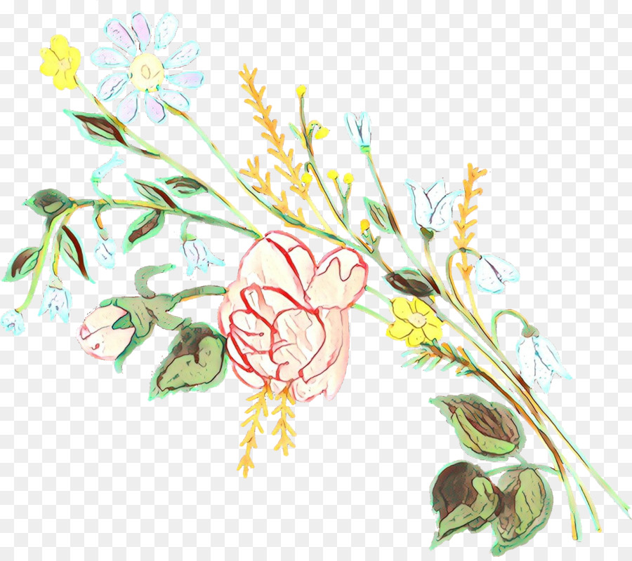 Blumenmuster Illustration Blütenblatt Pflanzenstamm - 