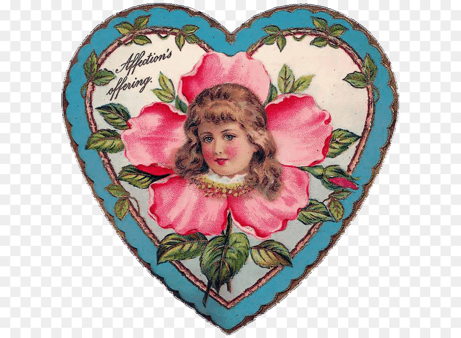 Viktorianisches Ära Herz Decoupage Bild des Valentinstags - Weinlesegrußkarte png altmodisch