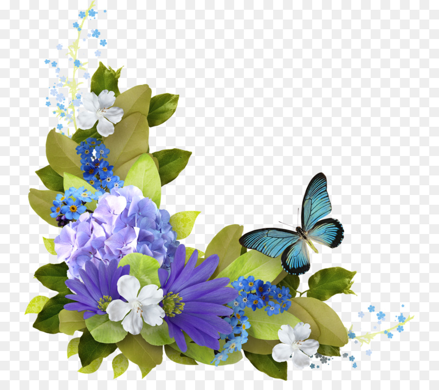 Blumengirlande Kunstgewerbe Blau ClipArt - Sommerlandschaft Png Blumen Schmetterling