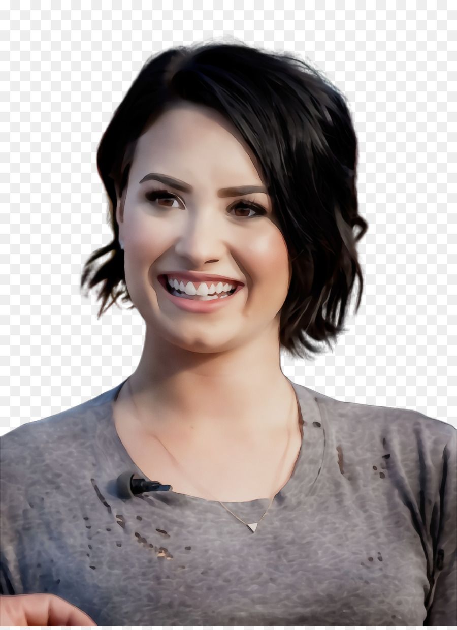 Demi Lovato Schwarzes Haar Frisur Kurzes Haar Bob geschnitten - 