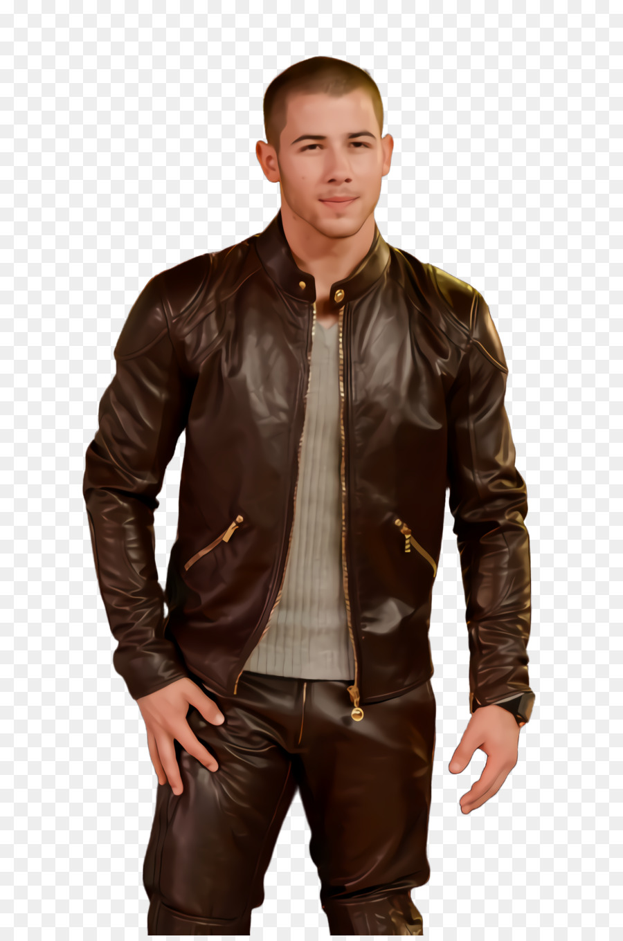 Áo khoác da của Nick Jonas - 