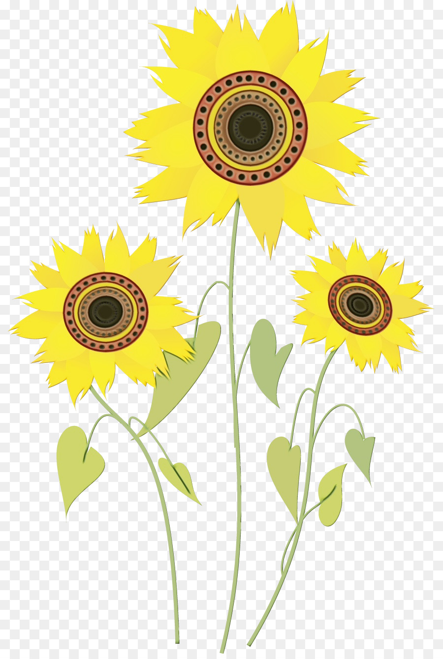 Gemeinsame Sonnenblume Blumenmuster Schnittblumen Illustration - 