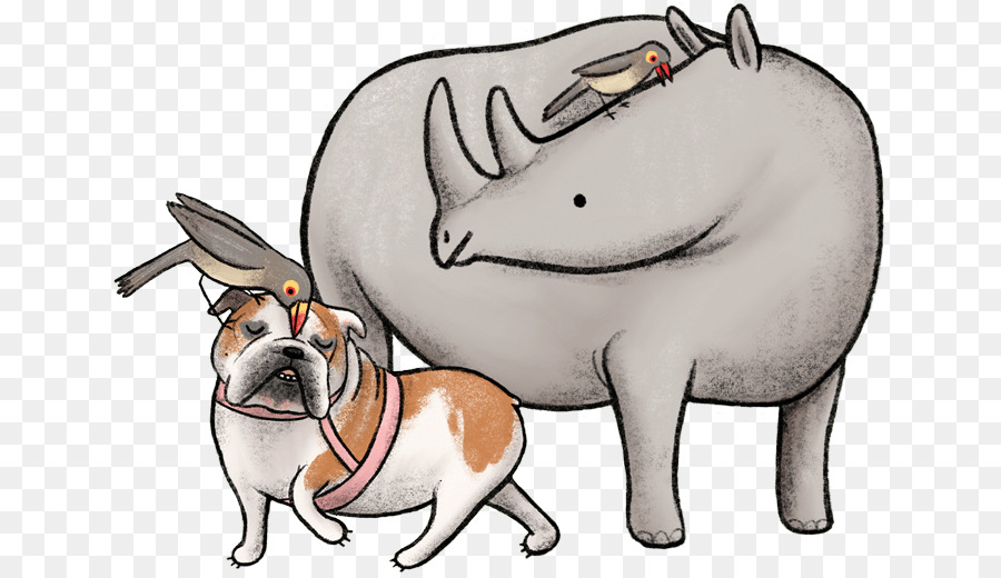 Lulu ist ein Nashorn-Hunderasse-Illustrations-Clipart - Adha Zeichentrickfigur