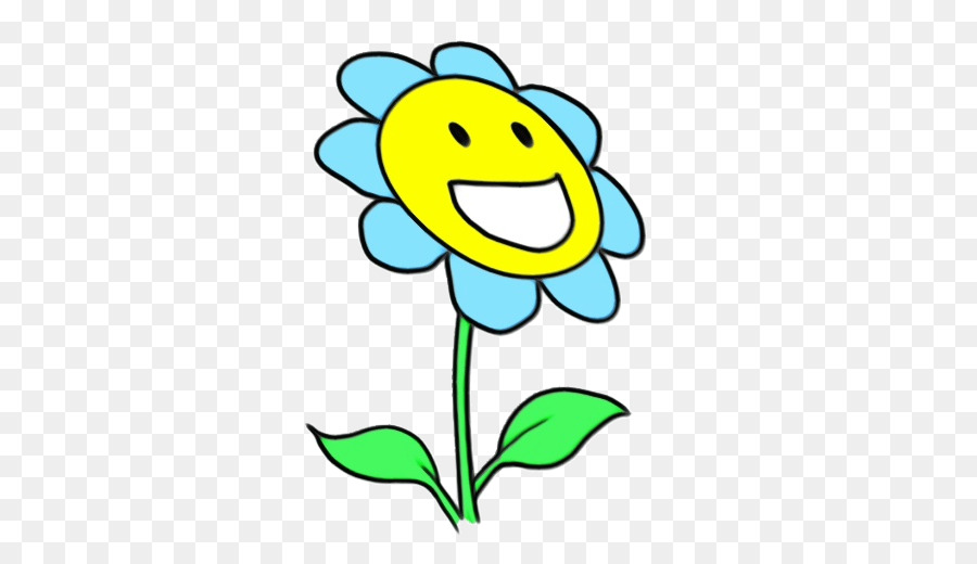 Schneiden Sie Blumen Pflanzenstammblatt gelber Smiley - 