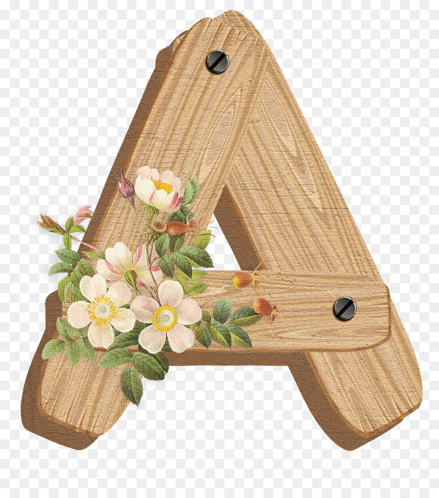 alfabeto - superficie floreale in legno