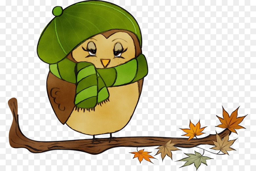 Owl Character Beak Tree Leaf - 