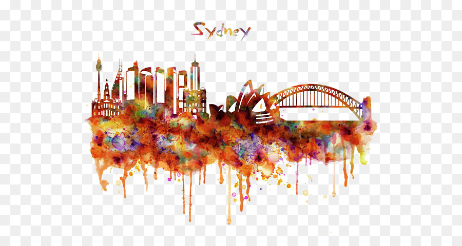 Sydney T Shirt Aquarellmalerei - Aquarell Sidney