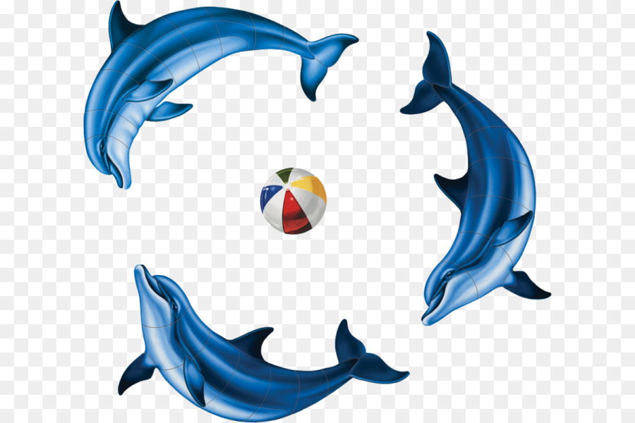 Mosaik-Fliesen-Schwimmbäder des gemeinen Delphins mit kurzem Schnabel - Herz Delfine