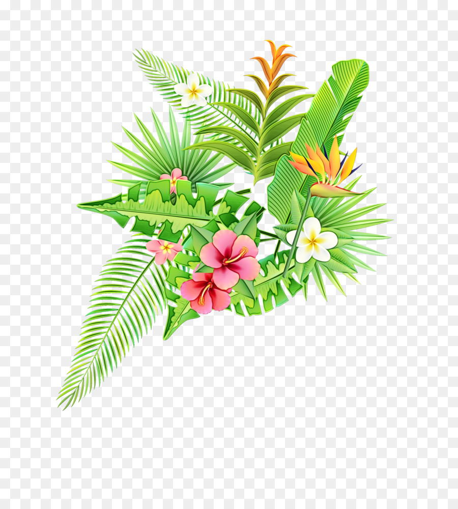Paradiesvogel Blume Pflanzen Aquarell Blatt - 