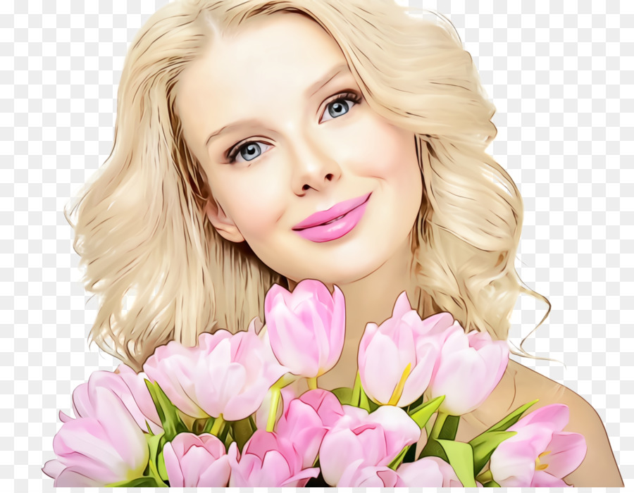 hair pink skin flower blond