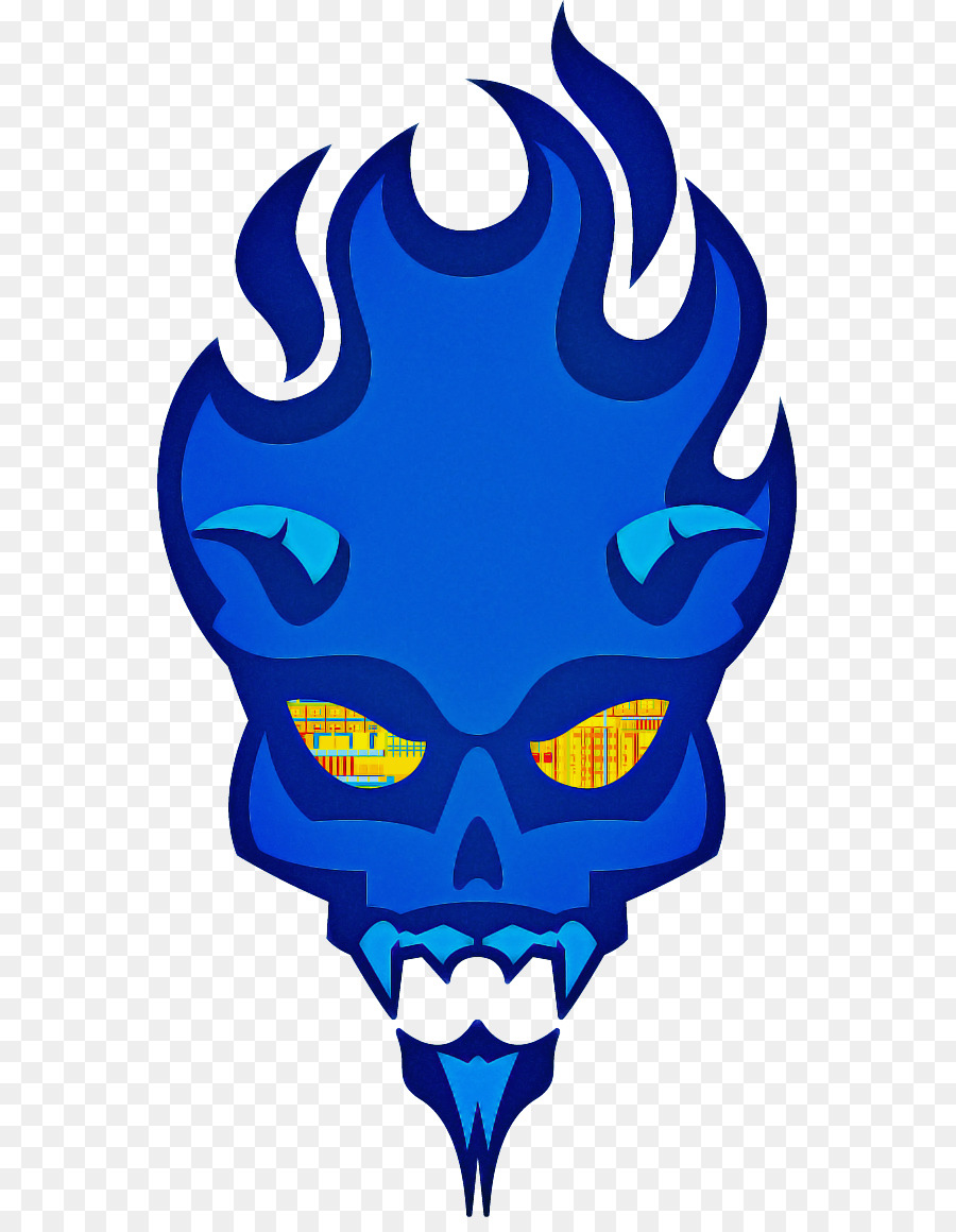 clip art electric blue bone skull