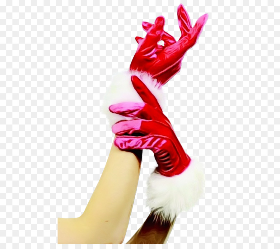 red finger hand arm glove