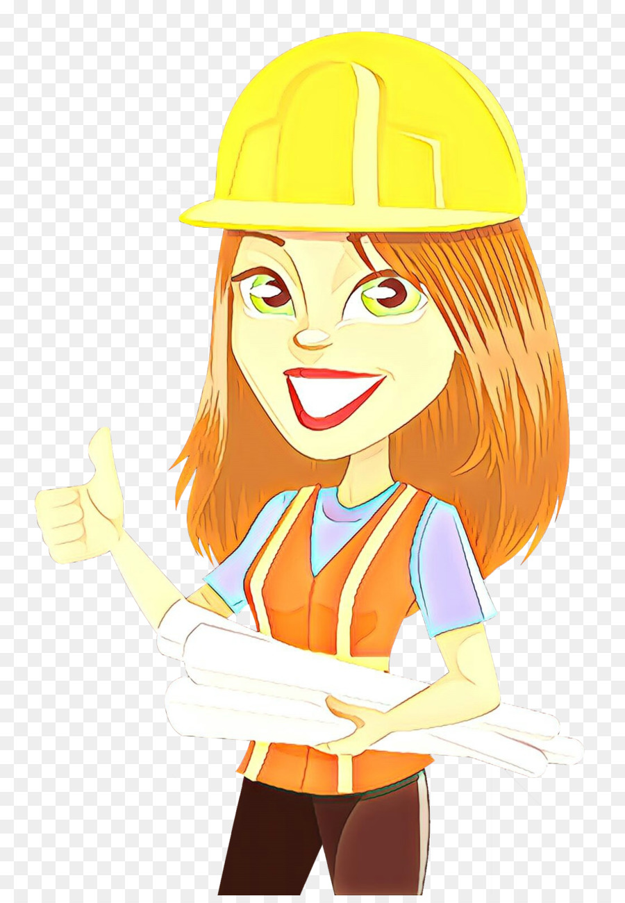cartoon construction worker hard hat finger headgear