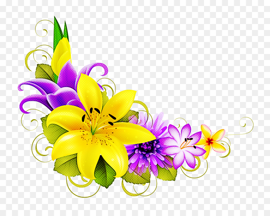 hoa lily màu vàng cắt hoa màu tím - 