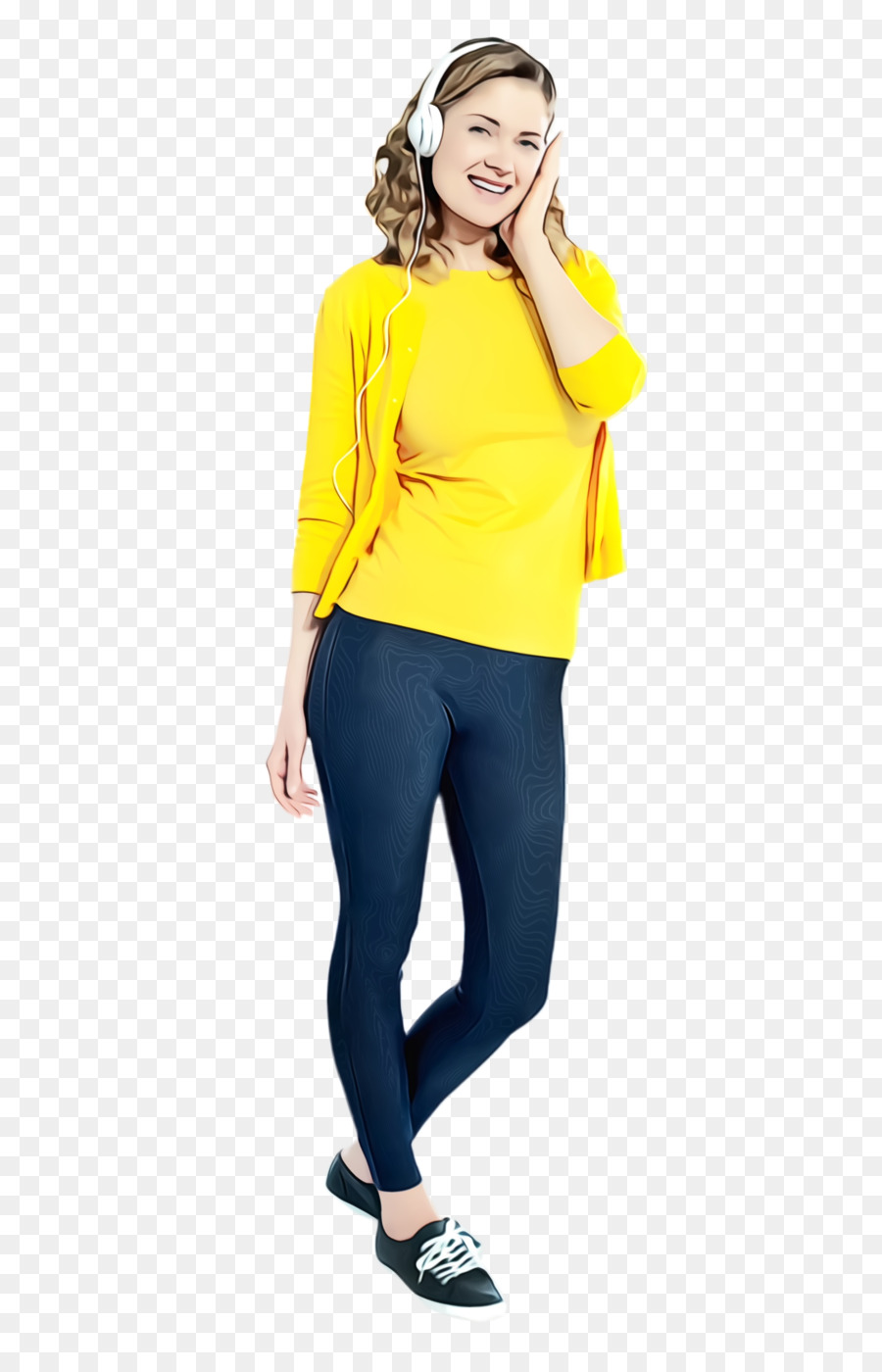 clothing yellow shoulder standing sleeve