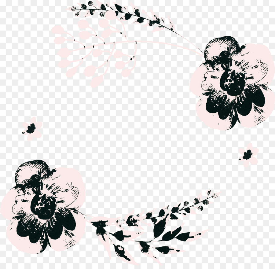 black-and-white plant flower blossom clip art