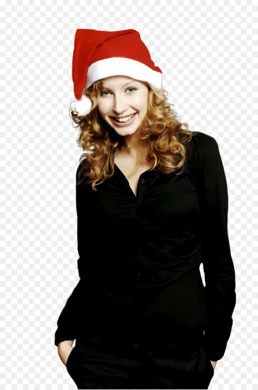 clothing red blond headgear smile