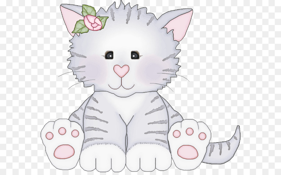 white cat pink clip art head