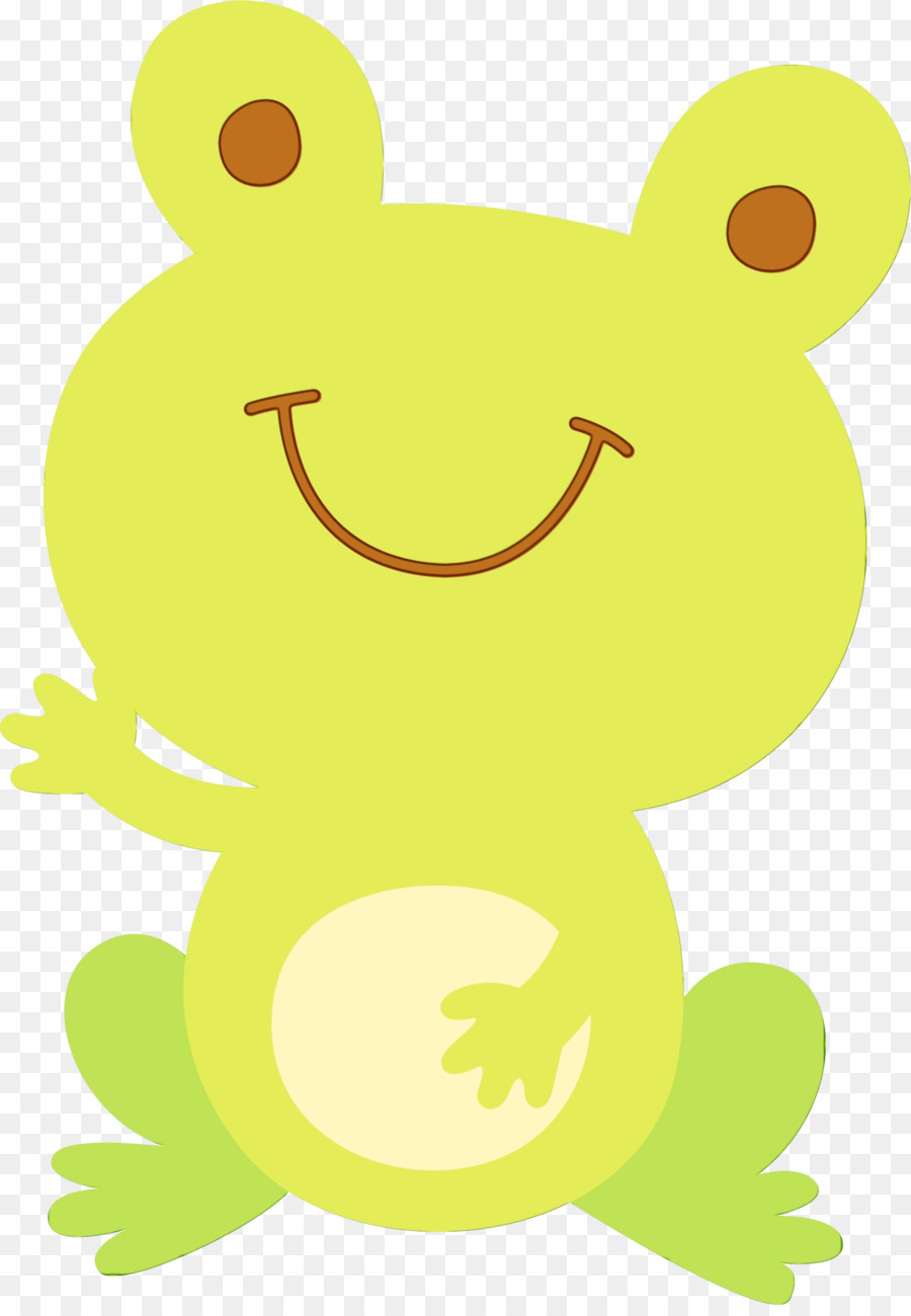 Green Yellow Clip Art Frog Smile - 