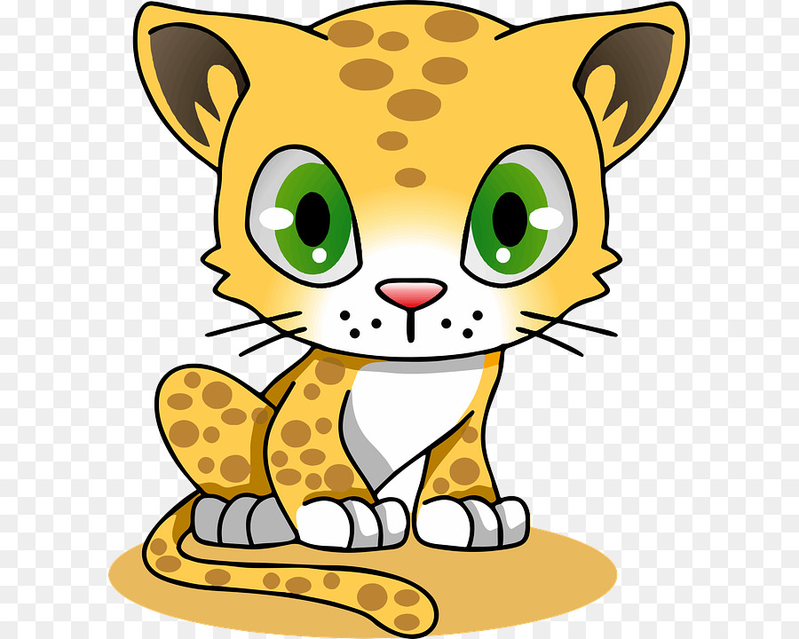 ClipArt Cartoon Gelb klein bis mittelgroße Katzenkatze - 