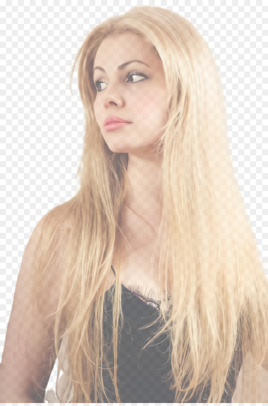 tóc vàng kiểu tóc dài tóc nhiều lớp - 