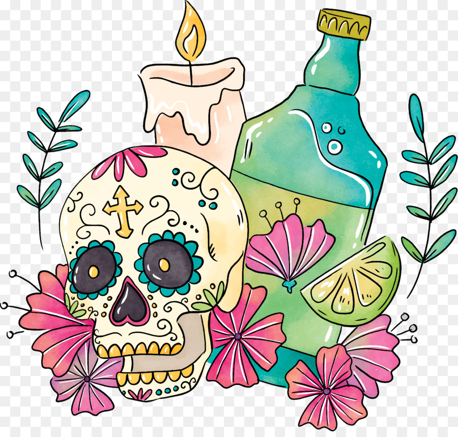 Flasche Pflanze Malbuch - Tag der Toten