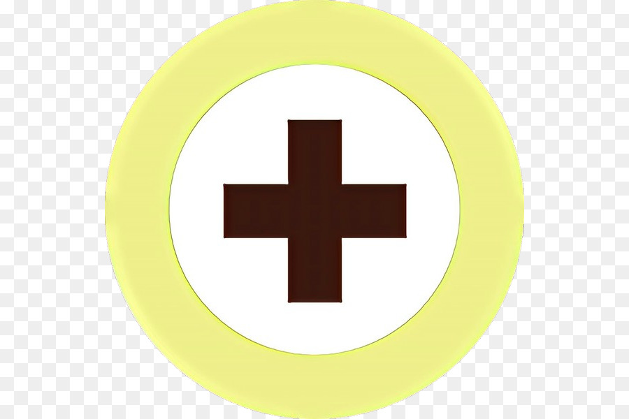gelbes Kreuz Symbol Kreis Platte - 