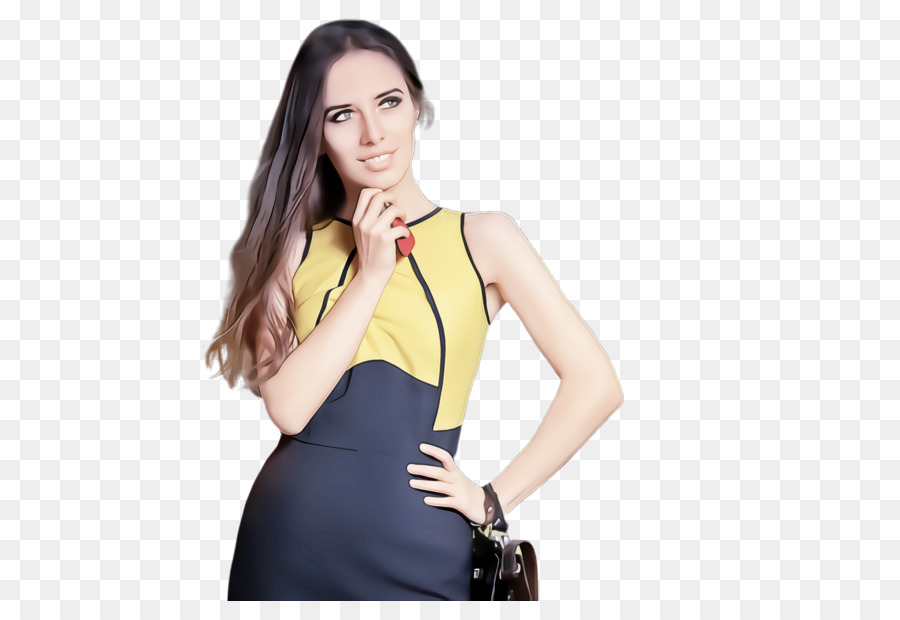 Mode Modell Kleidung Gelbe Kleid Schulter - 