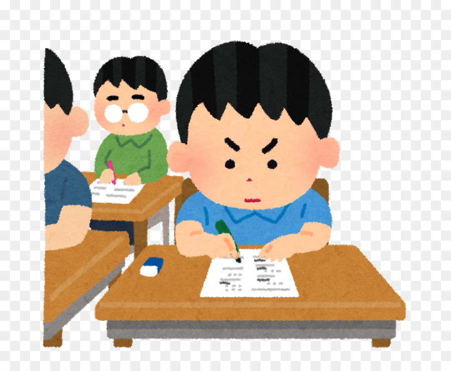 Appartamento dei cartoni animati che condivide la scrivania del bambino - Iscrizione del fumetto Ammissione PNG