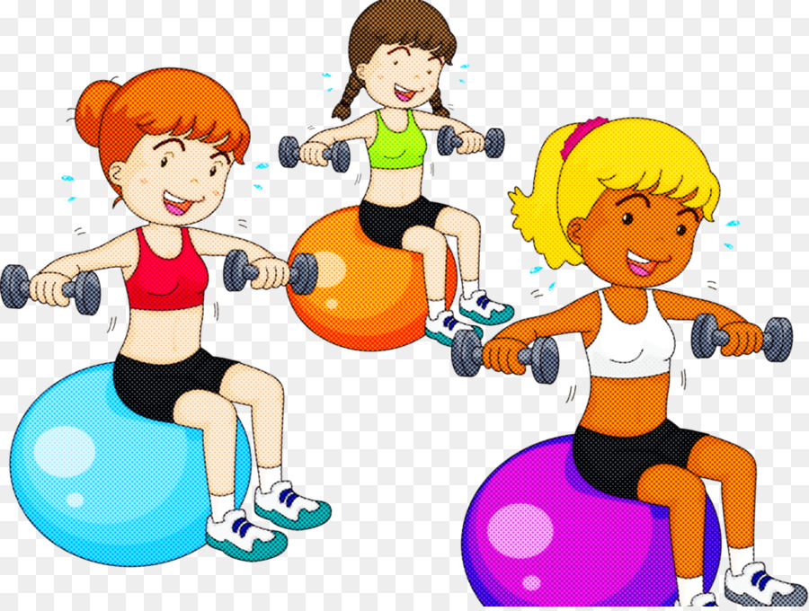 cartoon physical fitness exercise equipment swiss ball playing sports