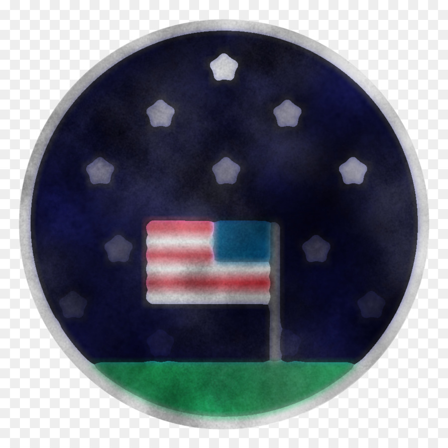 flag pattern circle electric blue plate