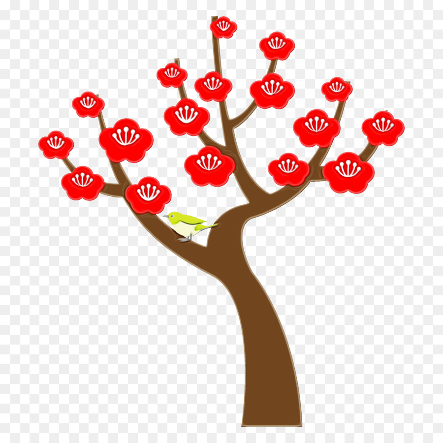 fiore rosso del ramo della pianta dell'albero - 