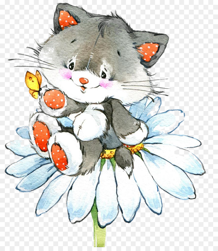 white cat cartoon whiskers plant
