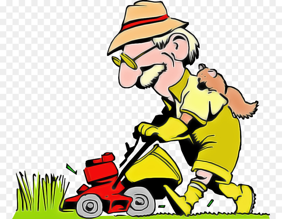 cartoon lawn mower vehicle mower gardener