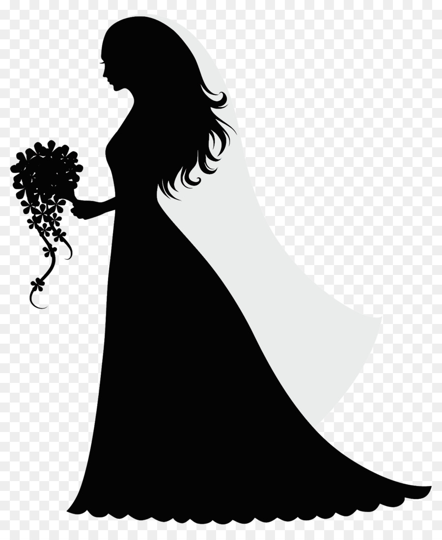 Silhouette Kleid Kleid schwarz-weiß langes Haar - 