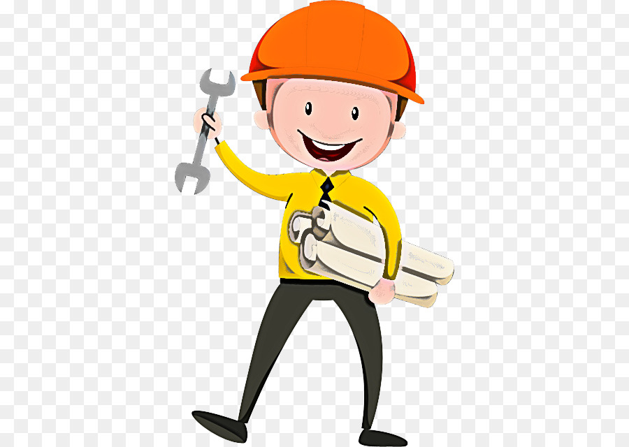 cartoon construction worker solid swing+hit hard hat