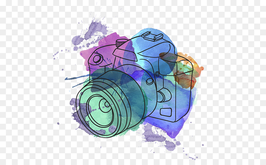 lila Schriftkreis Zeichnungsskizze - Aquarell Kamera