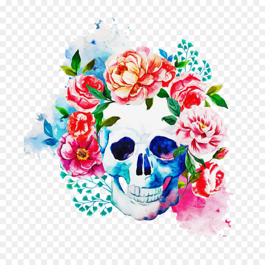 skull bone flower bouquet plant