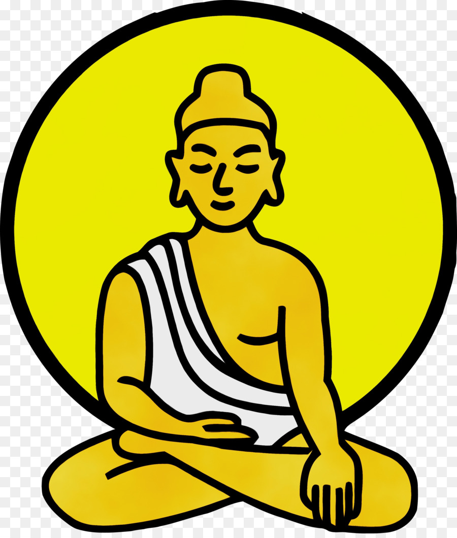yellow sitting line art finger meditation