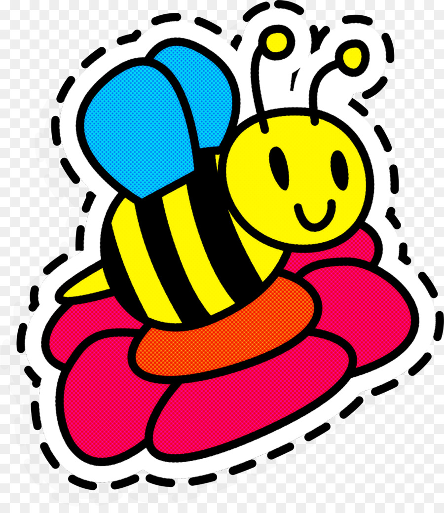 gelbes Cartoon-Rosa-Honigbienenmembran-winged Insekt - 