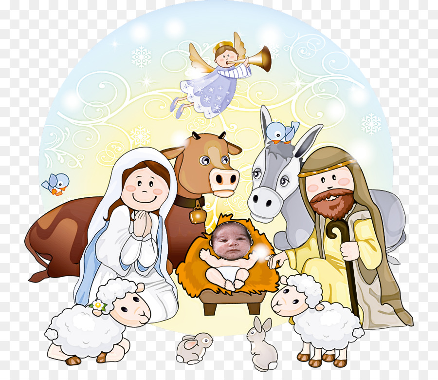 cartoon nativity scene animal figure sharing interior design