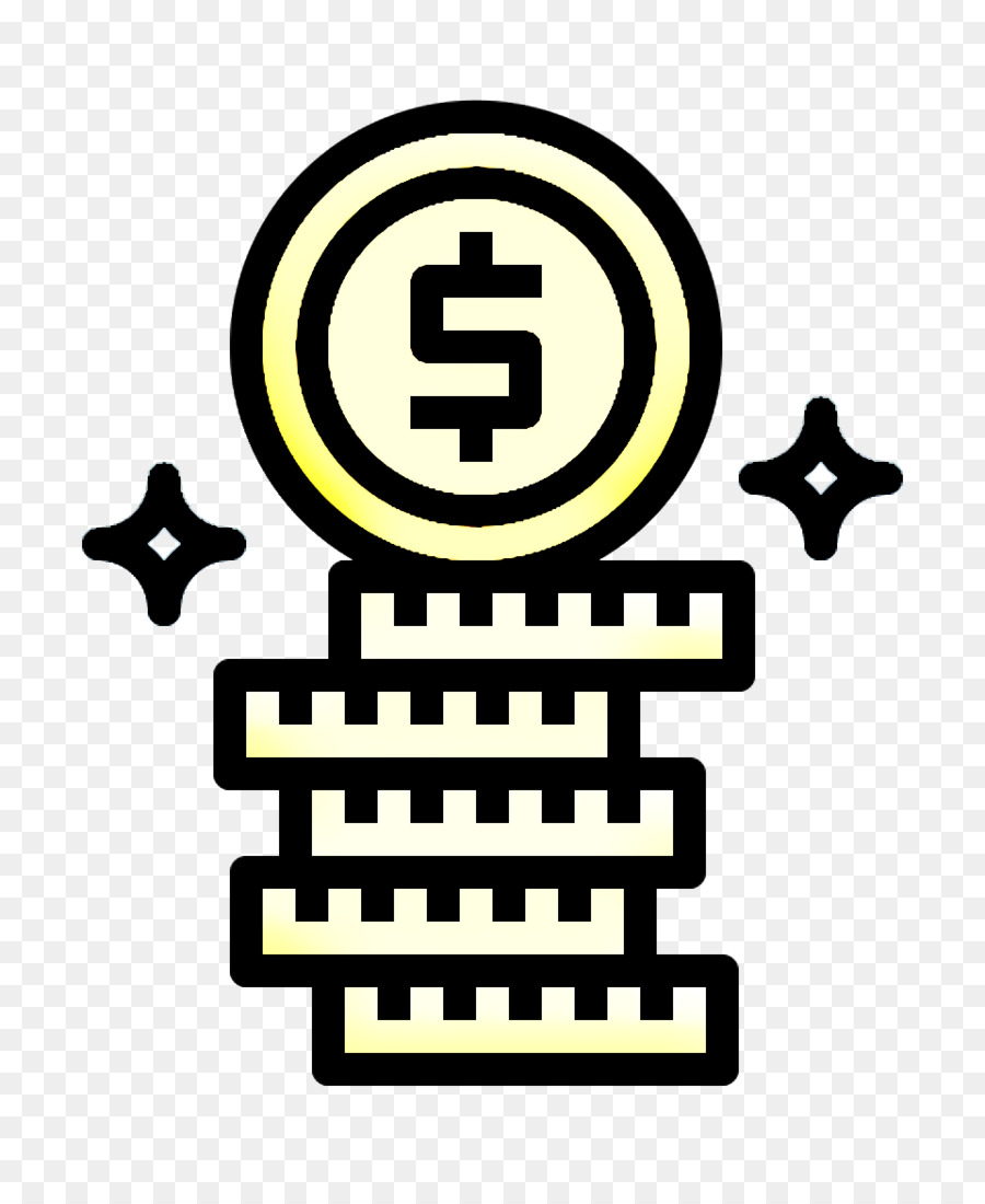 Icona del lotto Icona della moneta Icona delle monete del dollaro - 