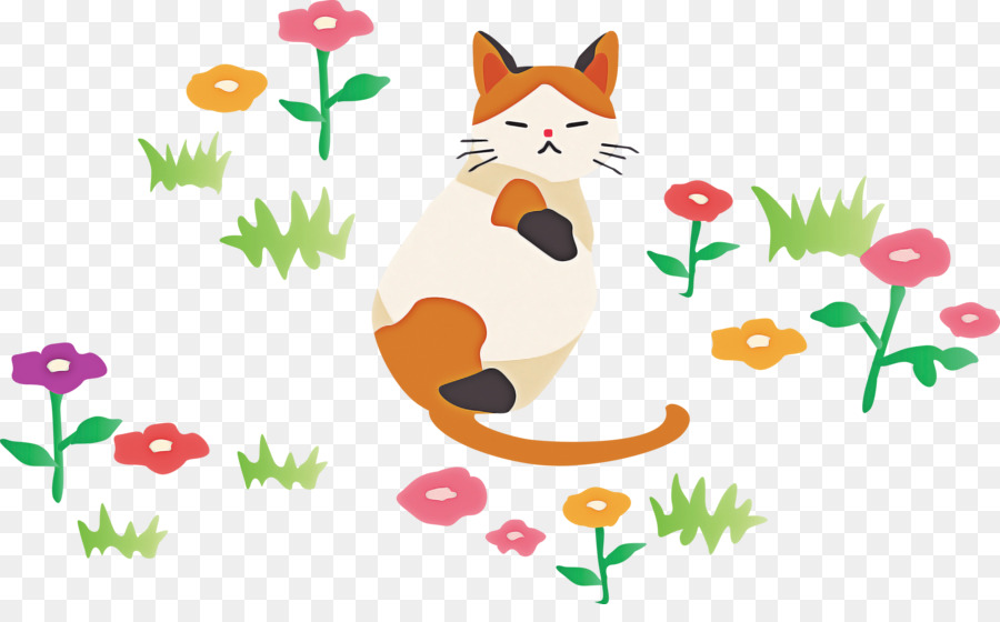 cartoon tail cat whiskers plant